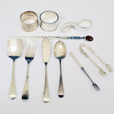 Lot 299 - Elizabeth II 1952 silver jubilee silver skewer, George VI christening spoon, silver flatware, etc