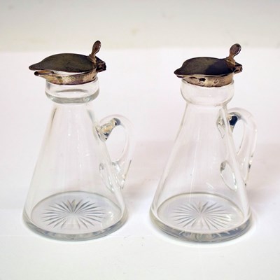 Lot 321 - Pair of George V silver mounted cut glass whisky noggins - Huckin & Heath