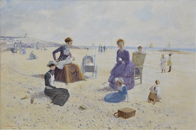 Lot 643 - Robert Moore (b.1945) - Oil on board - Beach landscape