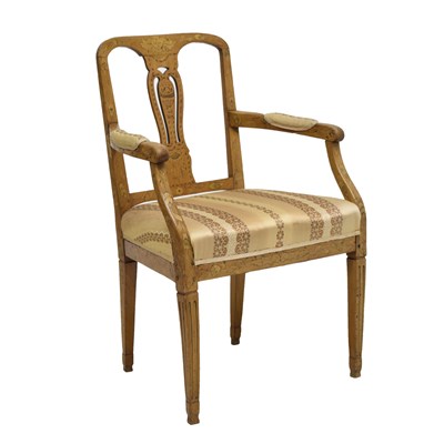 Lot 450 - Early 19th century Dutch walnut and marquetry open armchair