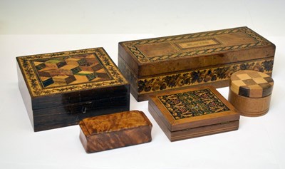 Lot 374 - Early 20th century Tunbridge Ware box with cube design decoration
