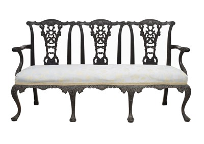 Lot 445 - Chippendale Revival mahogany triple chairback settee