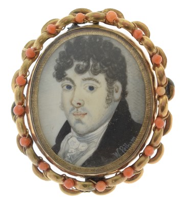 Lot 277 - 19th century painted ivory portrait miniature signed 'W. Pelham'