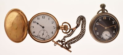 Lot 256 - Early 20th century gold plated full hunter pocket watch