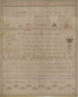 Lot 659 - Early 19th century needlework sampler
