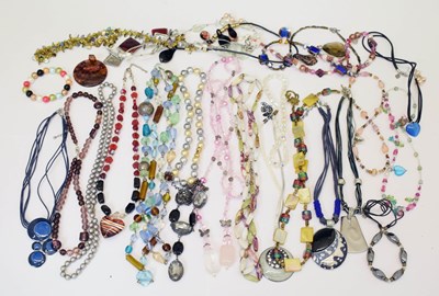 Lot 198 - Quantity of costume jewellery, including glass and bead necklaces
