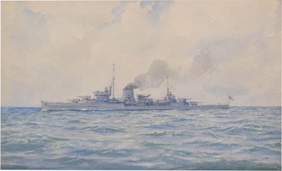 Lot 577 - English School (early 20th century) - Watercolour - Warship or frigate