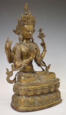 Lot 530 - Large Tibetan bronze figure of Avalokiteshvara