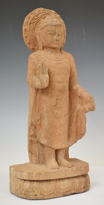 Lot 532 - Eastern carved sandstone figure of Buddha