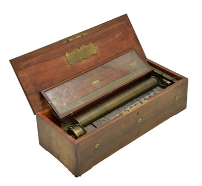 Lot 166 - Reynaud & Cie., Geneve - Inlaid mahogany cased cylinder musical box