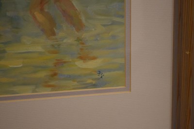Lot 579 - Barry Paine - oil on board - Children on the beach 2000