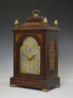 Lot 425 - Bennett of London - Late Victorian inlaid mahogany twin fusee bracket clock