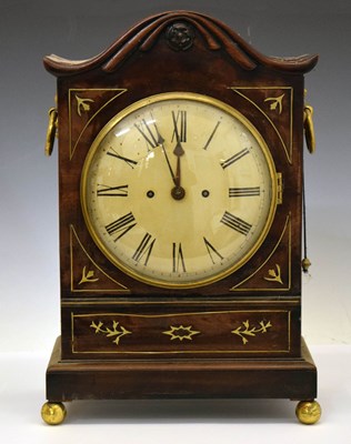 Lot 679 - Regency brass inlaid mahogany twin fusee bracket clock