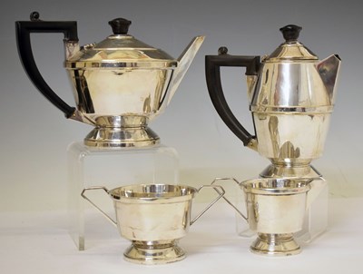 Lot 335 - Silver four-piece Art Deco tea set