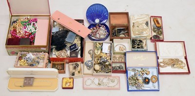 Lot 212 - Large collection of costume jewellery to include silver, 1950s and later necklaces, etc