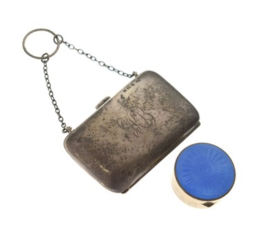 Lot 285 - Early 20th century silver powder compact together with a silver finger purse (2)