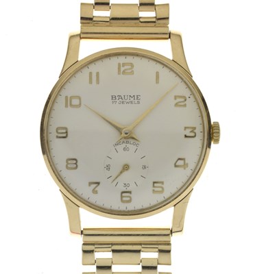 Lot 220 - Baume - 1960s 9ct gold bracelet watch