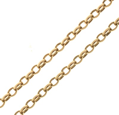 Lot 150 - Yellow metal (9ct) belcher link chain, 47cm long, 10.9g