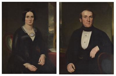 Lot 281 - Mid 19th century English school, pair of half-length portraits of a lady and a gentleman