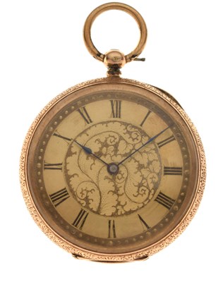 Lot 255 - Early 20th century 14k gold cased open-face pocket watch