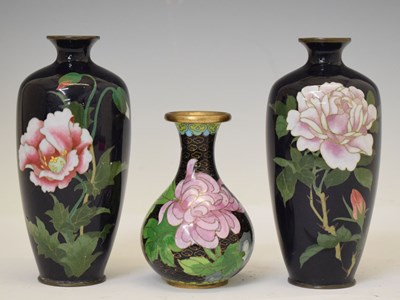Lot 526 - Pair of Japanese cloisonne enamel vases
