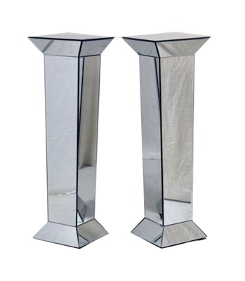 Lot 507 - Tall pair of mirror glass pedestals