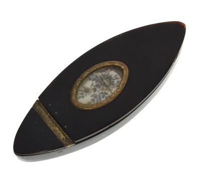 Lot 344 - Georgian tortoiseshell navette shaped snuff or patch box