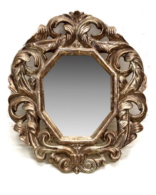 Lot 409 - Late 18th century Continental silvered wall mirror