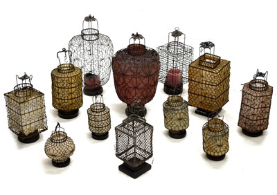 Lot 408 - Collection of Chinese wirework hanging lanterns
