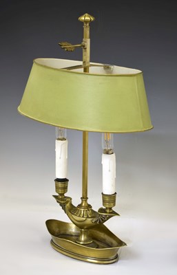 Lot 427 - French gilt metal two-light bouillotte lamp
