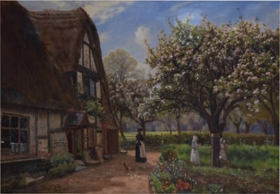 Lot 620 - Leonard John Graham-Clarke (1841-1920) - Oil on canvas - Country garden scene