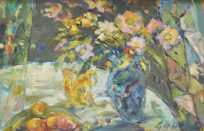 Lot 585 - Glo Williams (b.1940) - Oil on board - 'Yellow Jug'