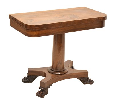 Lot 728 - Victorian rosewood pedestal fold-over tea table