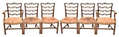 Lot 726 - Set of six Country Hepplewhite ladderback dining chairs