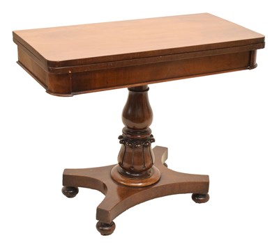 Lot 724 - Victorian mahogany fold-over pedestal card table