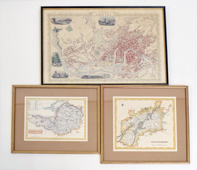 Lot 564 - 19th century coloured town plan map - 'Clifton and Bristol'
