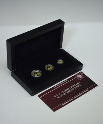 Lot 7 - Queen Elizabeth II - Tristan da Cunha 'Double Portrait Gold Sovereign Series' three coin set, 2017