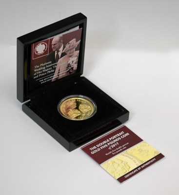 Lot 3 - Queen Elizabeth II - Tristan da Cunha 'Double Portrait' gold five pound coin, 2017
