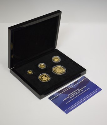 Lot 18 - Queen Elizabeth II - Tristan da Cunha 'Britannia Four-Sided Gold Proof Definative Sovereign' five coin set, 2019