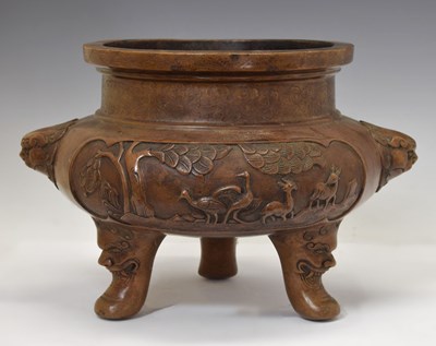 Lot 224 - Large Chinese cast bronze 'Ding' censer or incense burner