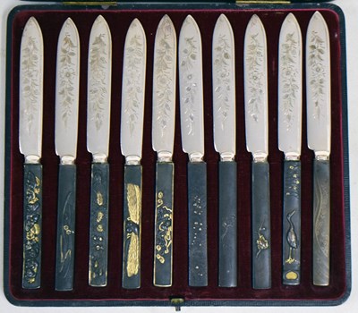 Lot 525 - Set of ten 20th century Japanese knives