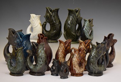 Lot 496 - Vintage Dartmouth Pottery (Devon) 'Gluggle', gurgle or glug-glug fish jug