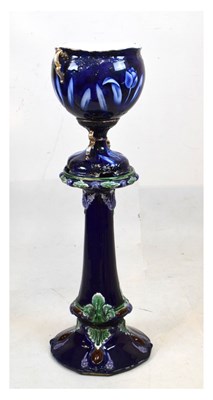 Lot 545 - Blue glazed majolica jardiniere, etc..