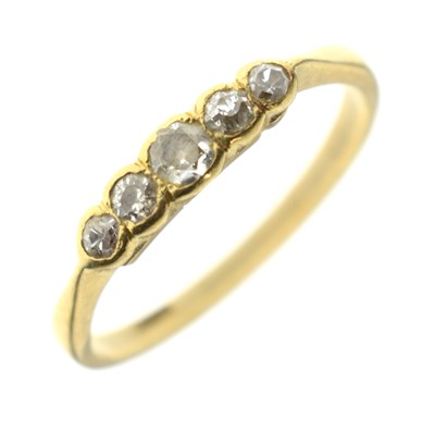 Lot 60 - Yellow metal (18ct) five-stone diamond ring