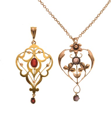 Lot 147 - Two early 20th century gem-set pendants