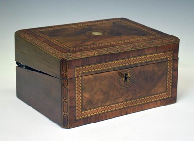 Lot 371 - Late Victorian walnut parquetry writing box