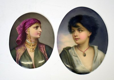 Lot 507 - Two German porcelain painted oval plaques