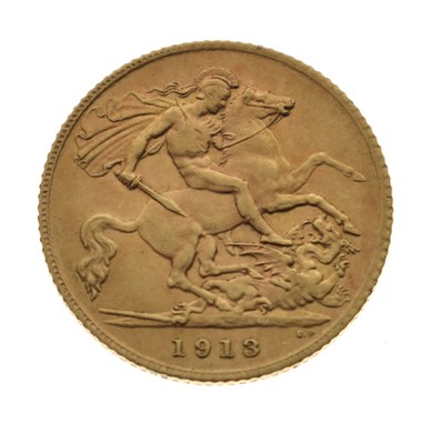 Lot 28 - George V gold half sovereign, 1913
