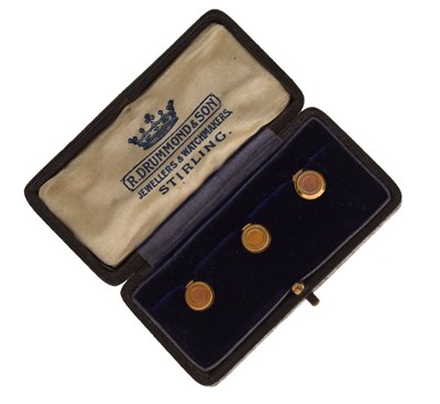 Lot 178 - Set of three Victorian 18ct gold collar studs