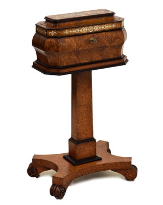 Lot 529 - George IV mother-of-pearl inlaid amboyna teapoy